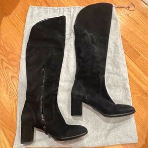 Aquatalia Black Suede Heeled Boots size 8